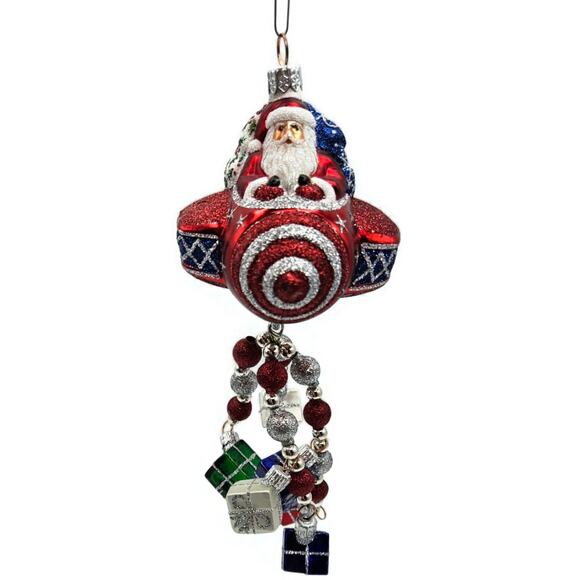 Patricia Breen Santa du Ciel Red Air Plane Travel Gifts Christmas Tree Ornament - Picture 3 of 15